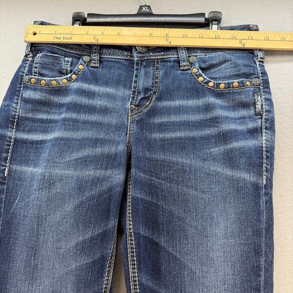 Silver Jeans Women's 27X33 (4) Blue Mid Slim Boot Cut Rivetted Pocket Western - Picture 11 of 15